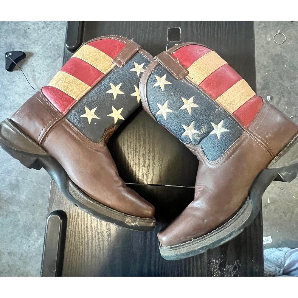 Durango Lil Durango Kids Western Boots American Flag Brown Square Toe BT245 5M