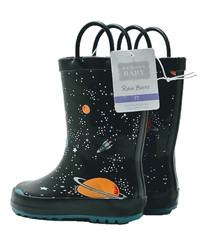 Hudson Baby Kids Rain Boots Space Print Sz 7T|Waterproof Galaxy Planets Designe