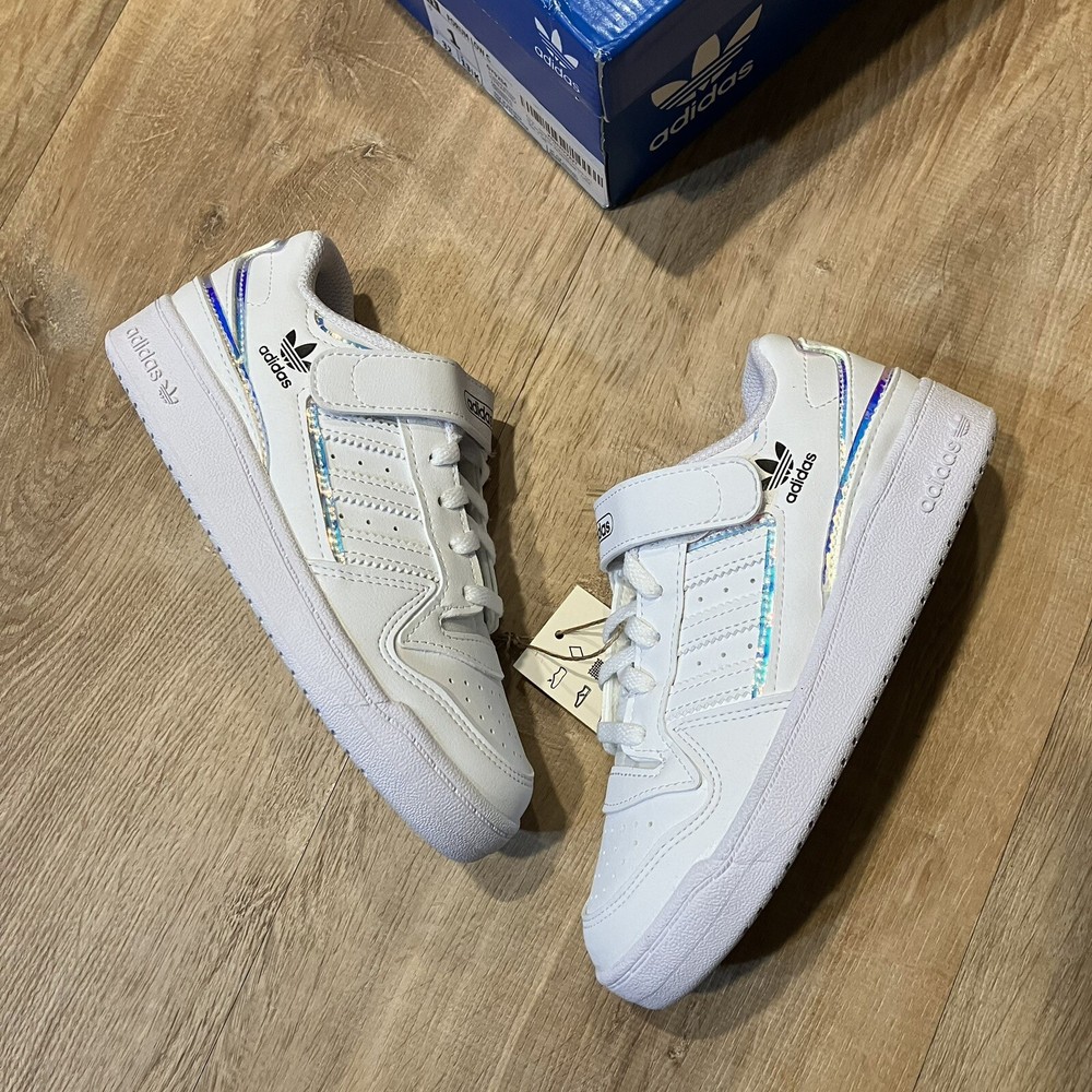 Adidas Forum Low C Kids White Iridescent BRAND NEW Strap GY9254 US Size 1
