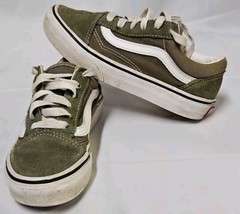 VANS Old Skool School Sneakers Lace Up Shoes Olive Army Green Kids Sz 1.5 GUC