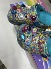 Crocs Classic Lisa Frank Clog K Digital Aqua Multi Kids Size 11 Used w Box