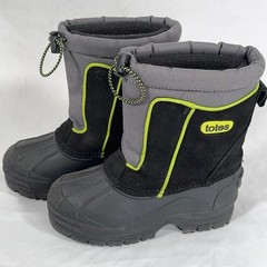 Totes Beaver Kids Snow Boots Size 1M Black Gray Lime Green Winter Waterproof