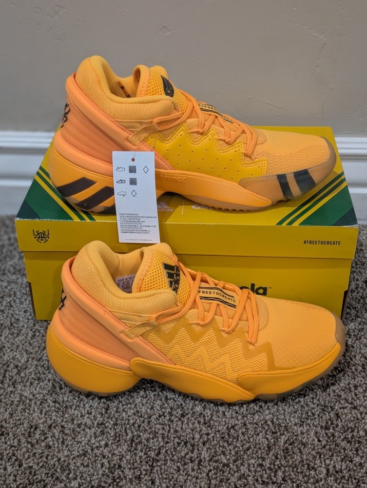 Size 5 Youth Unisex Adidas D.O.N. Issue 2 Yellow Mid Top Basketball Shoes FW8753
