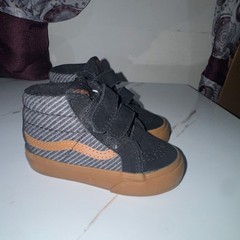 VANS Sk8-Mid Reissue V Toddler Mid Top Hook & Loop Suede Black Gray 5