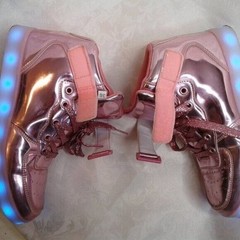 Kids LED LightUp HighTop Sneaker USB Rechargeable Flashing Shoes Pink Size 3.5/4