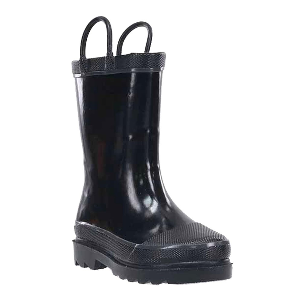 Waterproof Rain Boot with Pull Handles, Black, 1 M Little Kid