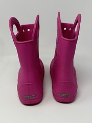 Crocs Handle It Rain Boots Hot Pink Size J3 Kids Youth Girls Waterproof Pull-On