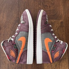 Nike Air Jordan 1 Mid Plaid Night Maroon Black White FD5460-608 GS Size 5.5Y