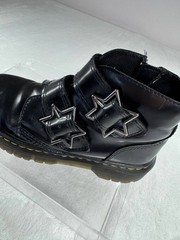 Dr. Martens Devon Bex Star Buckle Ankle Boots Kids 1 Black Leather Side Zipper