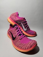 Nike Free RN Flyknit Shoes Youth 5Y Pink Running Athletic Sneakers 834363-601