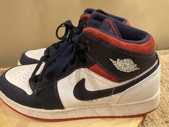 Nike Air Jordan White Navy Blue Red Mid BQ6931-104 Youth 7Y