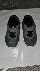 adidas Unisex Kids Hook & Loop Mesh Sneakers Gray/Teal/White US 4K EU 19