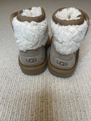 UGG Toddler 7 Jona Luxury Boot Chestnut Suede Shearling Side Snap