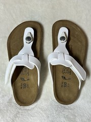 Birki’s Tofino White Birko-Flor Kids Thong Sandals US 12 EU 30 Adjustable Strap