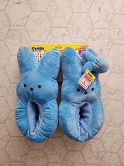 New Kids Easter Peeps Plush Bunny Blue Slippers, Size M 13-1