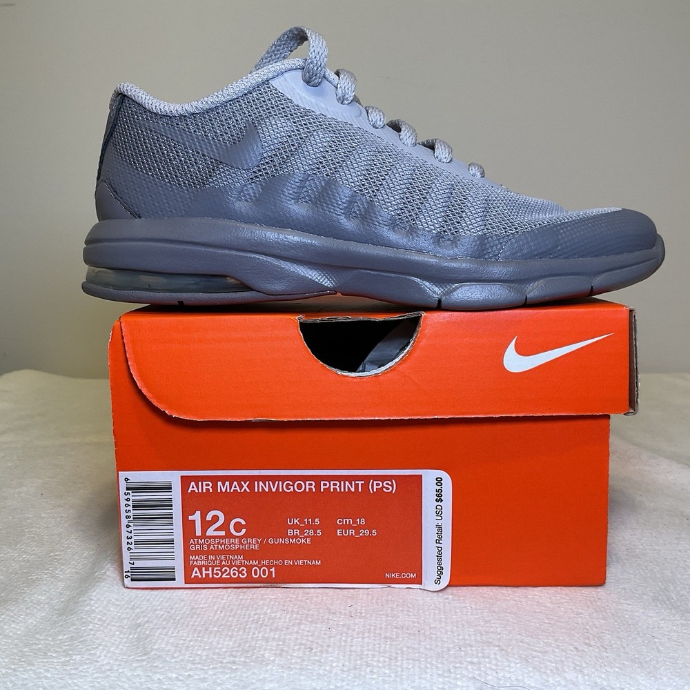 PS Nike Air Max Invigor Print Grey Purple AH5263-001 NEW in Box Kids Size 12c