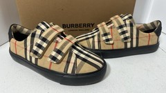 BURBERRY Markham Check Grip-Strap Sneaker Z5765 Kids Size 33 / 2 US