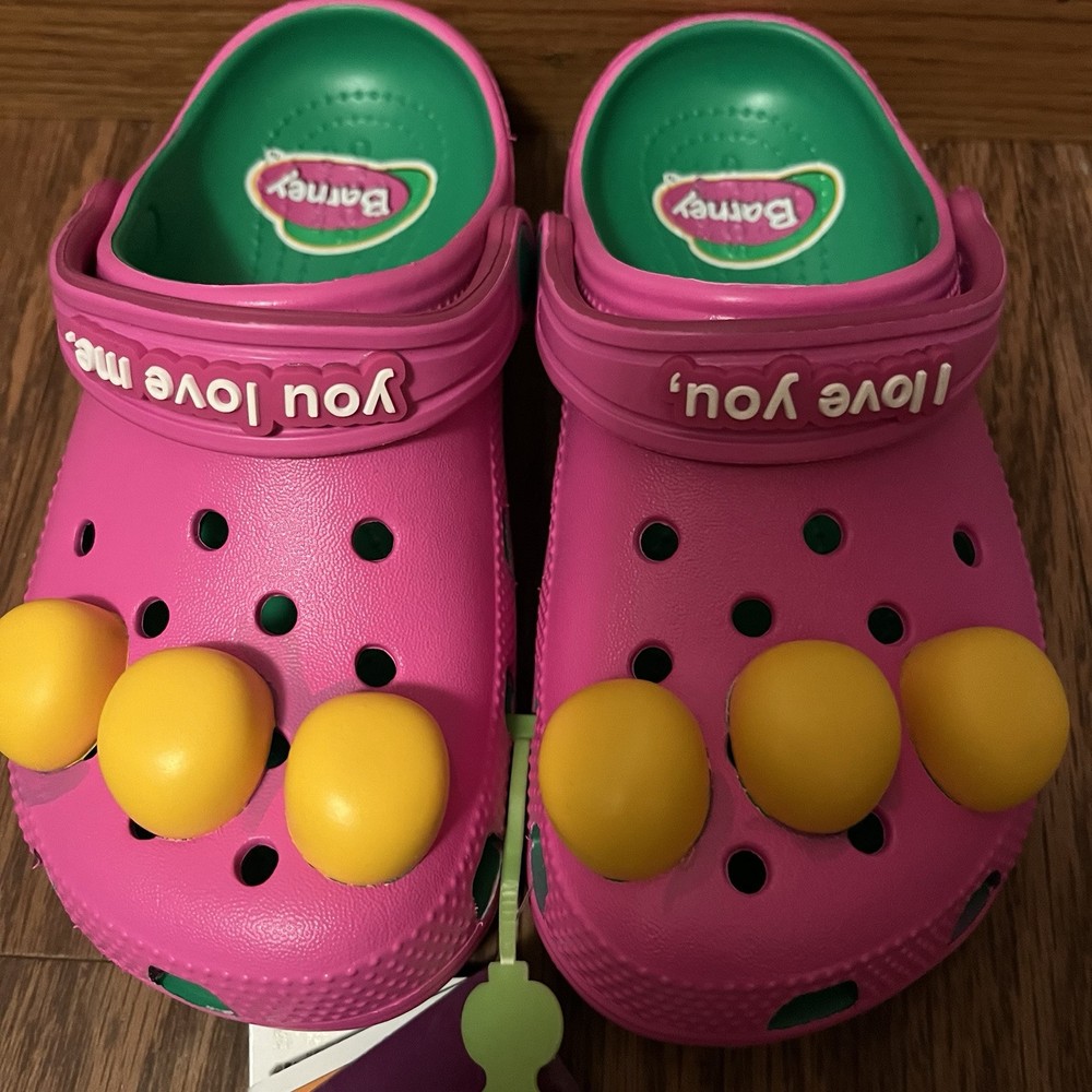 Barney The Dinosaur Crocs Classic Clogs Kids Size C 13 NEW WITH TAGS