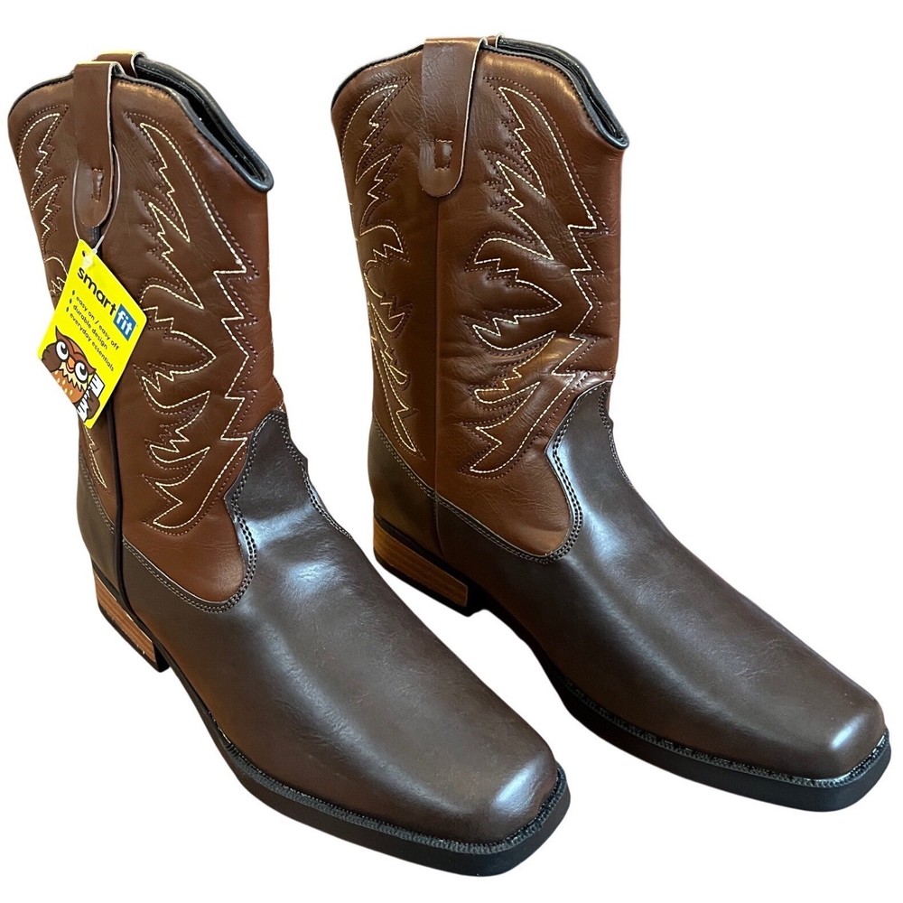 Smart Fit Kids Brown Square Toe Western Cowboy Boots Size 6 NWT