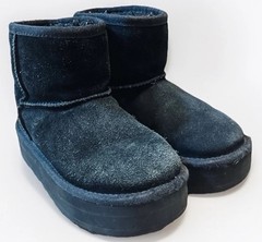 UGG Classic Mini Platform Kids 13 Black Suede Boots 1143700K-BLK Lined DWA594