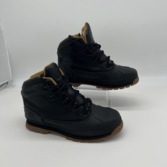Timberland Euro Hiker Shell-Toe Duck Boots Black Leather Size 5.5 Big Kid EUC