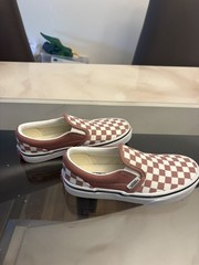 VANS Classic Slip-On Unisex Kids Low Top Canvas Burgundy/White Check US 1