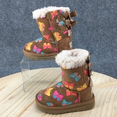 Ugg Boots Children 13 Brown Bailey Bow Shearling Style Suede Winter Butterfly