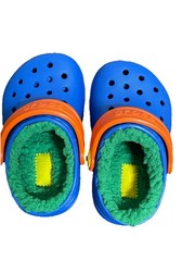 New Classic Lined Crocs Toddler Size C5 Blue Bolt/Green/Orange 207009