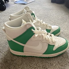 Nike Dunk High Unisex Kids Sneaker US 4.5 Green/White Leather High Top