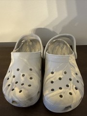 Crocs Grey and Ivory Swirl Classic Clogs Size J1