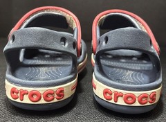 CROCS Size 8 Navy/Red Crocband Sandal ~Unisex Boys/Girls Moulded Croslite Strap