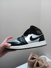 Jordan Air Jordan 1 Mid SE (GS) Black Gold Silver Leather Mid Top 5Y FZ3938-001
