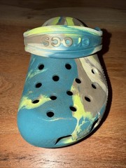 Crocs Kids Classic Marbled Clogs Marbled Teal Green Beige Shoes Size 7 Toddler