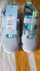 Cat & Jack AEX73 Unisex Kids Athletic Sneaker Hook & Loop Low Top Gray 12
