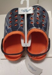 Capelli New York Clogs with Backstrap BLUE/WHITE Swirl & ORANGE Kids 2 ~ NWT