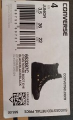 Converse CT AS Hi-Rise X-Hi Top Boot Junior US 4 UK 3.5 EUR 36 Black 653387c
