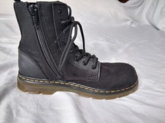 Doc Martens AirWair Childrens Boot US Size 2 Lace Up And Side Zip Canvas Leather