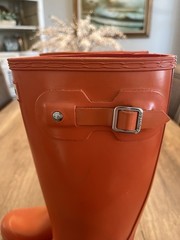 Hunter Original Tall Gloss Youth Wellington Boots Sz 4 Coral Orange Preowned