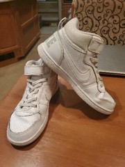 Nike Court Borough mid top sneakers ankle strap Youth size 2Y white 870026-100