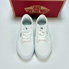 Vans Atwood White Classic Canvas Lace Up Low Top Skate Shoes Sneakers Youth Sz 1