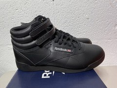 Reebok Freestyle High Top Sneakers Youth 5 Core Black Leather Athletic GW9515