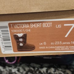 Koolaburra Victoria Short Boot Kids US 7 Brown Suede Ankle Bow Faux Fur