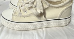 C01 Canvas Low Top Lace-Up Sneakers Beige/White US 9 Rubber Sole