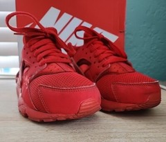 Nike Air Huarache Run Triple Red Running Shoes Style 654275-600 Youth Size 4.5Y