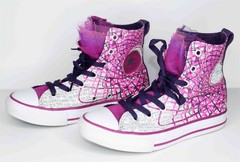 Converse Chuck Taylor Party Pink and Purple Hi Tops‎ with Tulle-Junior Size 1.5