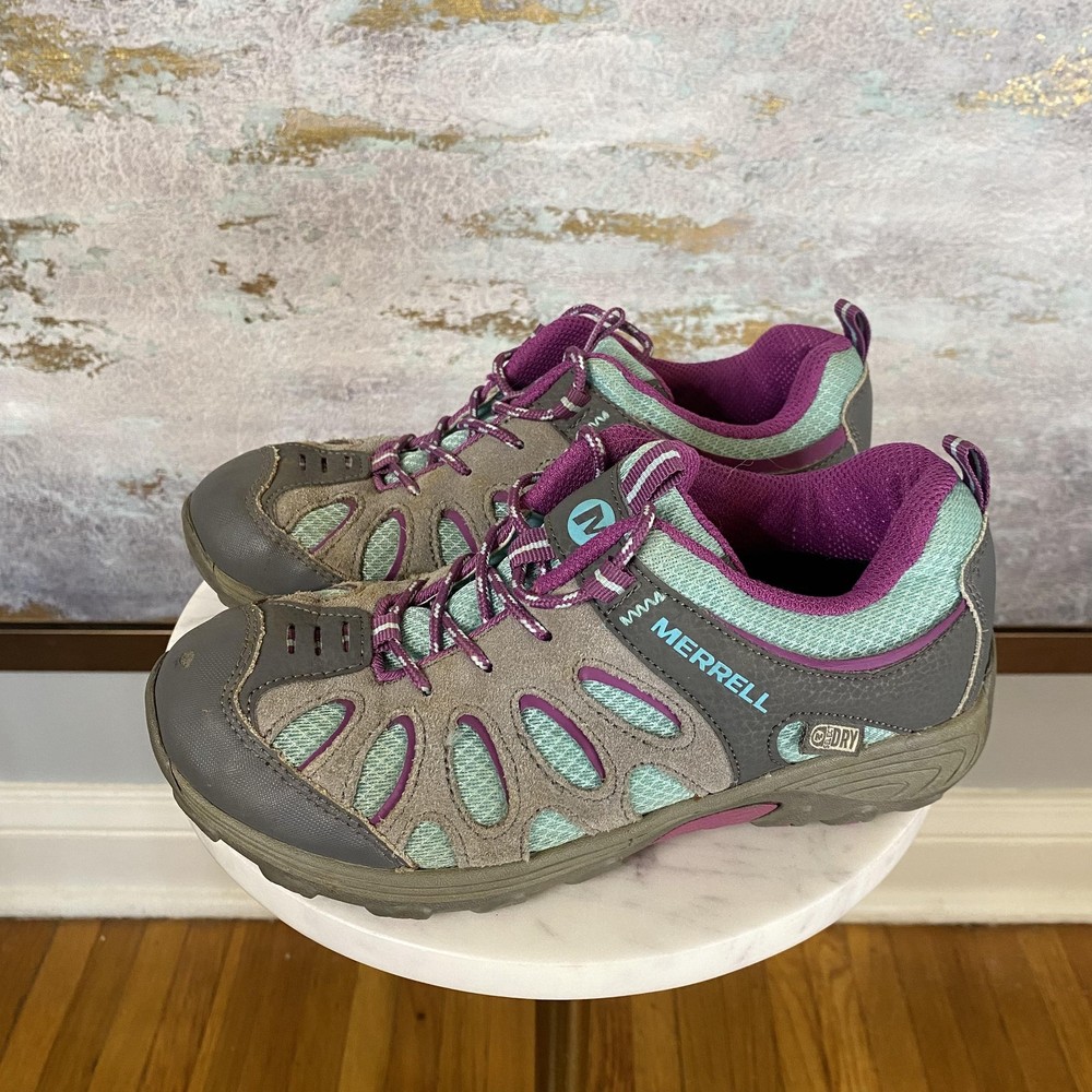 Merrell Chameleon Low Lace WPFP Shoes Youth Size 2 Gray Purple Waterproof Hiking