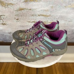 Merrell Chameleon Low Lace WPFP Shoes Youth Size 2 Gray Purple Waterproof Hiking
