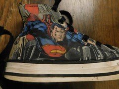 Converse All Star Chuck Taylor Red/blue Flying Superman Hightop Sneakers sz 1