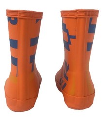 NWT Hunter Kids First Classic Exploded Logo Rain Boots Orange Blue Size 5