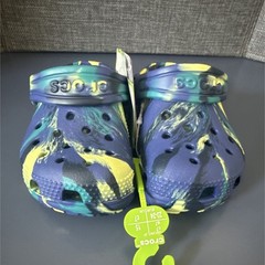 Crocs Classic Marbled Clog Blue Yellow Green Unisex Kids US 7C 206838-4RR